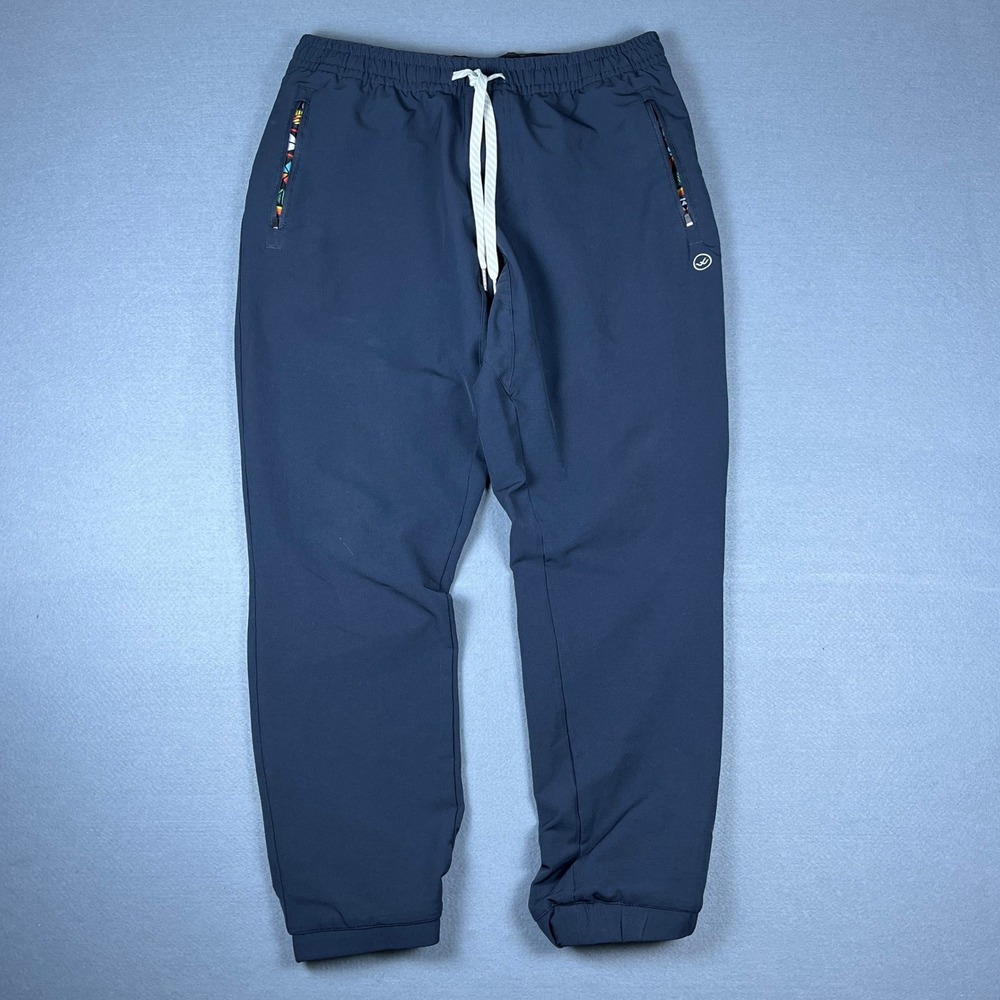 Wowie Mens Navy Blue Joggers Stretch Active Pants Geometric Pocket Size L